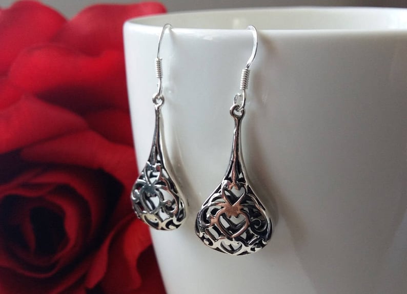 Sterling Silver Earrings Magdalena Silver Dangle Earrings Teardrop Earrings Handmade Earrings Boho Earrings Earrings image 1