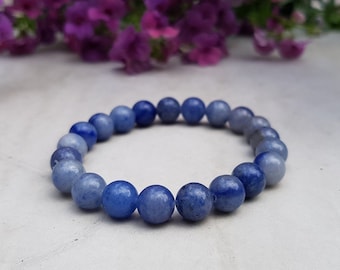 Handmade Blue Aventurine Beaded Stretch Bracelet