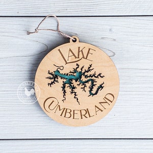 ANY LAKE AVAILABLE - Wood Lake Map - Lake Cumberland Ornament - Kentucky Customizable