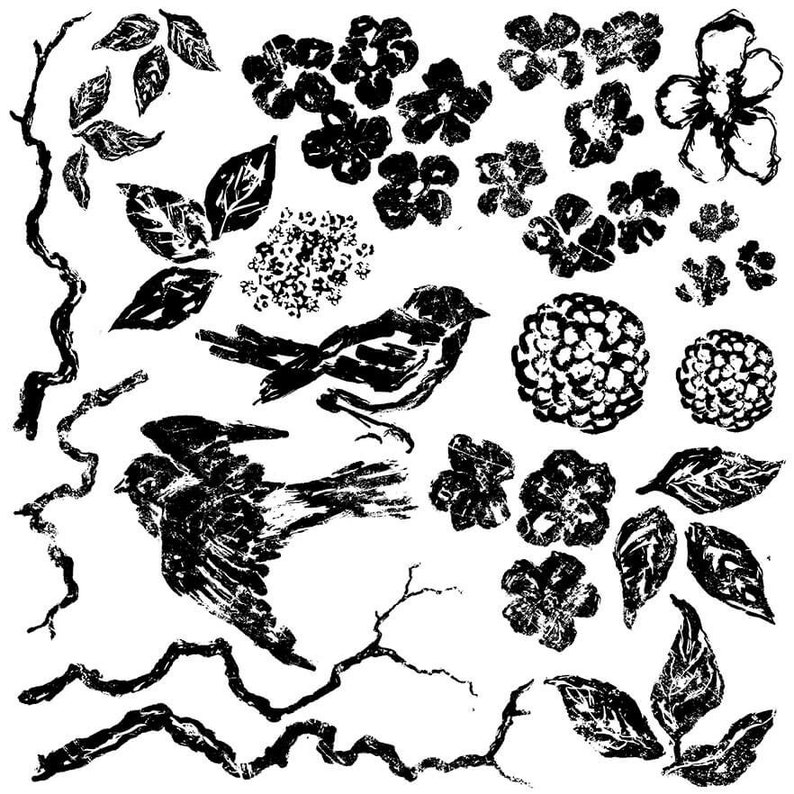 Birds Branches Blossoms 12x12 Decor Stamp\u2122