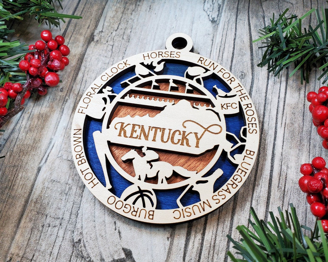 Kentucky State Ornament Kentucky Christmas Wood Ornament 2 Layer