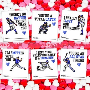 Baseball Valentine&#39;s Day Cards for school kids, puns printable exchange boys sports tween