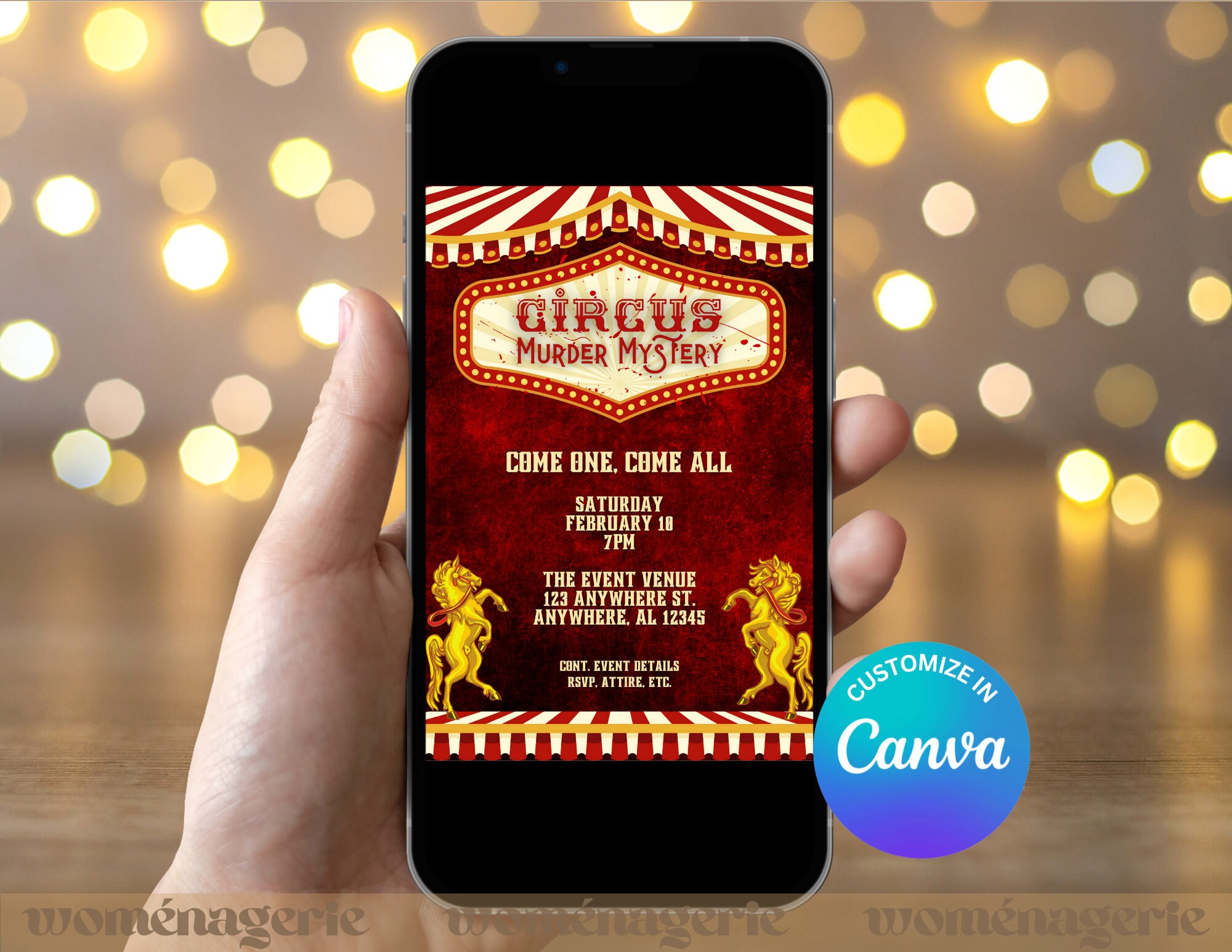 Circus Murder Mystery Dinner Invitation Evite TEMPLATE Editable - Etsy