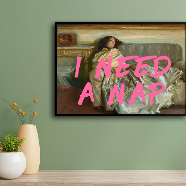 Alter Art Print digital Need a Nap Altered Art Print Baroque Painting lady on sofa