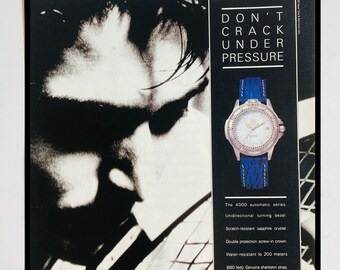 Vtg Tag Heuer Print Ad Tennis 4000 Automatic Series Don't Crack Under Pressure