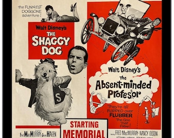 The Shaggy Dog Absent Minded Professor Disney Double Feature Trade Print Ad 1967