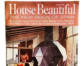 Vtg House Beautiful August 1966 MCM Decor Spanish Revival Design