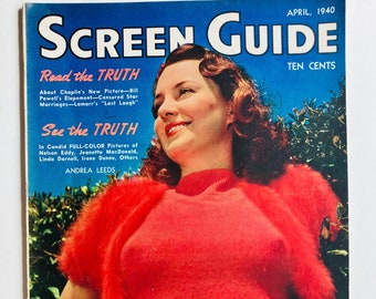 Vtg Screen Guide Movie Magazine Avril 1940 Hedy Lamarr Chaplin Irene Dunne