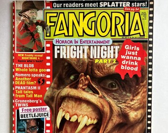Vtg Fangoria Horror #76 Aug 1988 Beetlejuice Poster Blob Hellraiser Fright Night