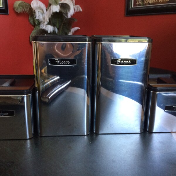 Mid-century Masterware Chrome Canisters
