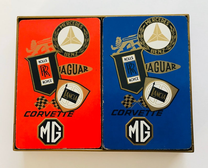 Vintage Olympia Playing Cards Corvette Rolls Royce MG Mercedes Jaguar Lancia