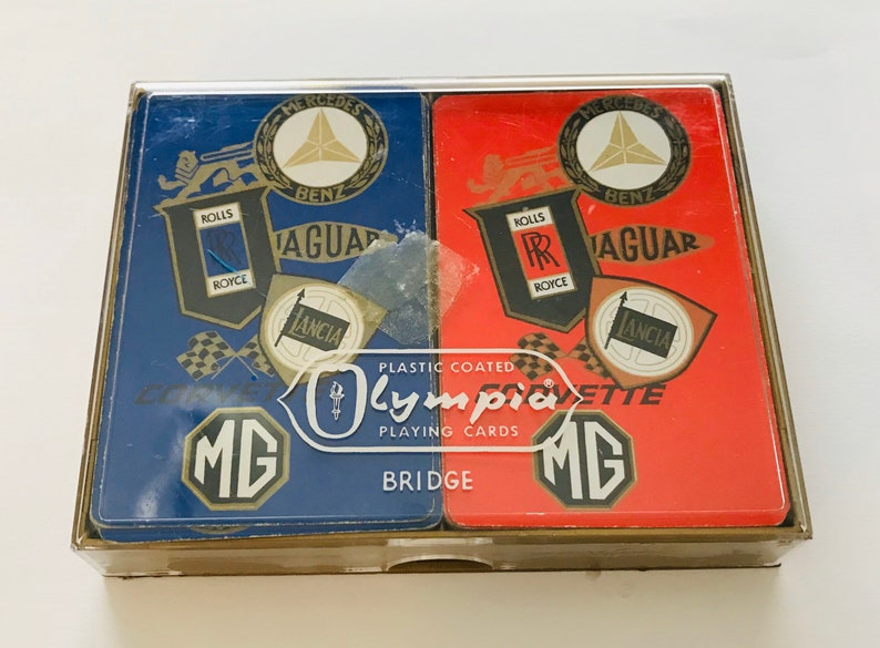 Vintage Olympia Playing Cards Corvette Rolls Royce MG Mercedes Jaguar Lancia
