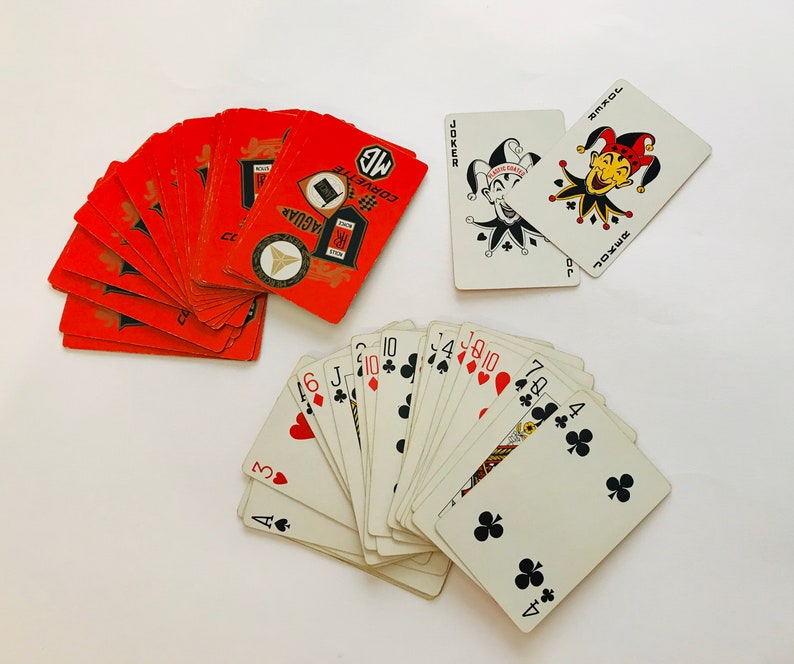 Vintage Olympia Playing Cards Corvette Rolls Royce MG Mercedes Jaguar Lancia