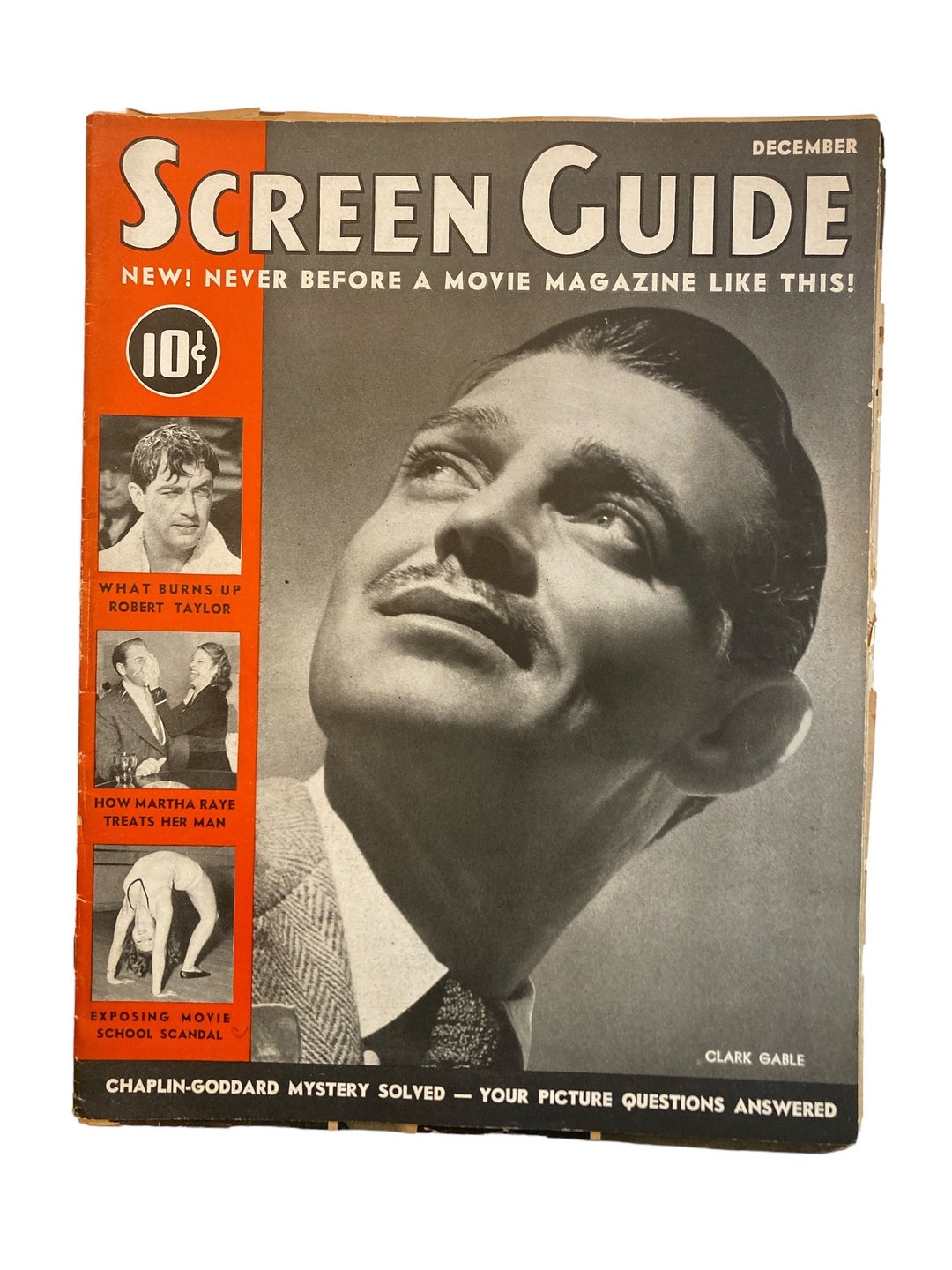 Vtg Screen Guide Magazine December 1938 Clark Gable Old Etsy