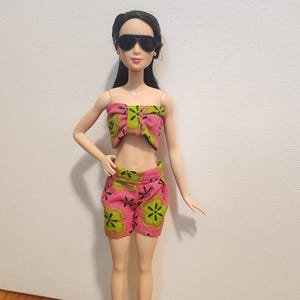 Handmade 11.5&quot; Doll Clothes- Bikini Top & Shorts with Sunglasses fits 11.5&quot; Fashion Dolls