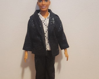 Handmade Doll Clothes- Suit Jacket, Pants, and Shirt fits 12" Male Fashion Doll