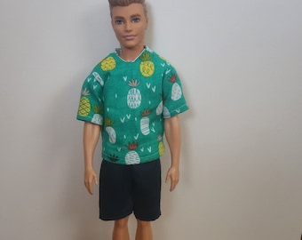 Handmade Doll Clothes- Shirt and Shorts fits 12" Male Fashion Doll