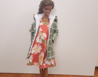 Handmade 11.5" Doll- Dress & Hooded Jacket fits 11.5" Fashion Dolls