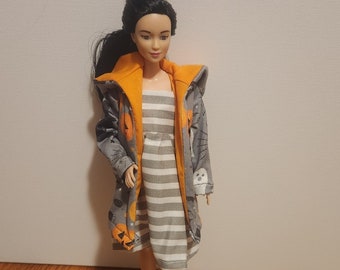 Handmade 11.5" Doll- Dress & Halloween Hooded Jacket fits 11.5" Fashion Dolls