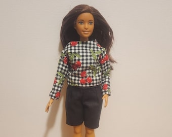 Handmade Doll Clothes- Top and Shorts fits 11.5" Fashion Dolls