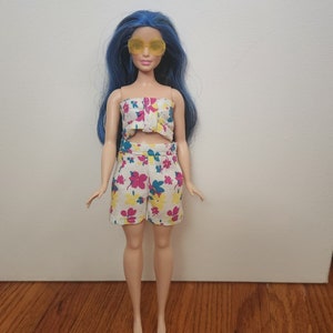 Handmade Doll Clothes- Bikini Top and Shorts with Sunglasses fits 11.5&quot; Curvy Fashion Dolls