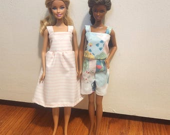 Handmade 11.5" Doll Clothes- Dress and Romper fits 11.5" Fashion Dolls