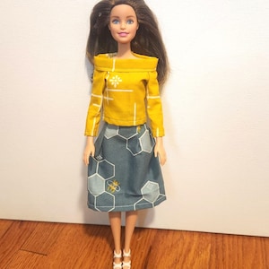 Handmade 11.5&quot; Doll Clothes- Top & Skirt fits 11.5&quot; Fashion Dolls