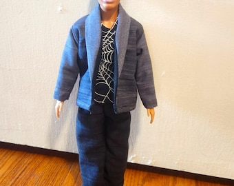Handmade Doll Clothes- Suit Jacket, Pants, and Halloween Shirt fits 12" Male Fashion Doll