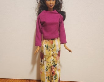 Handmade 11.5" Doll Clothes- Top & Pants fits 11.5" Fashion Dolls