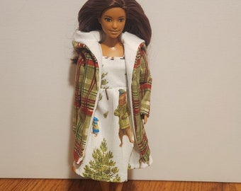 Handmade Doll Clothes - Hooded Jacket and Dress fits Curvy 11.5" Fashion Dolls