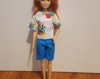 Handmade 11.5" Doll Clothes- Top & Shorts fits 11.5" Fashion Dolls