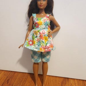 Handmade Doll Clothes- Top and Shorts fits 11.5&quot; Curvy Fashion Dolls