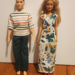 Handmade Doll Clothes- Shirt and Pants fits 12&quot; Male Fashion Doll; Dress fits 11.5&quot; Fashion Doll
