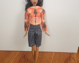 Handmade 11.5" Doll Clothes- Top & Shorts fits 11.5" Fashion Dolls