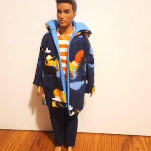 Handmade Doll Clothes- Hooded Jacket, Shirt, and Pants fits 12&quot; Male Fashion Doll