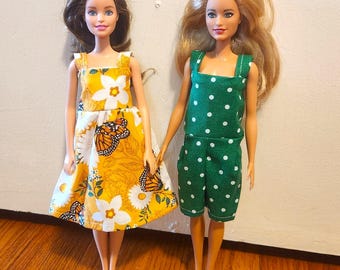 Handmade 11.5" Doll Clothes- Dress and Romper fits 11.5" Fashion Dolls