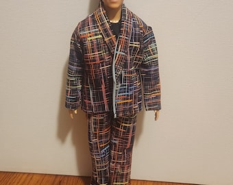 Handmade Doll Clothes- Suit Jacket, Pants, and Shirt fits 12" Male Fashion Doll
