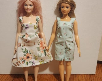 Handmade Doll Clothes- Sundress and Romper fits 11.5" Curvy Fashion Dolls