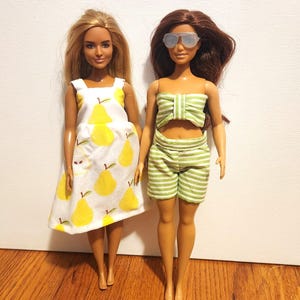 Handmade Doll Clothes- Sundress, Bikini Top, and Shorts fits 11.5&quot; Curvy Fashion Dolls