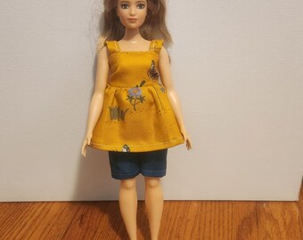 Handmade Doll Clothes- Top and Shorts fits 11.5" Fashion Dolls