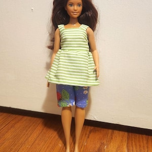 Handmade Doll Clothes- Top and Shorts fits 11.5&quot; Curvy Fashion Dolls