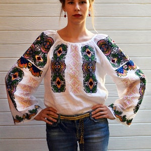 Embroidered Women Shirt in Classic Romanian Style. Summer - Etsy