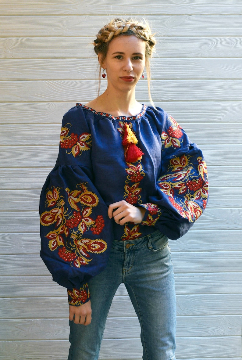 Flower embroidered blouse Ukrainian embroidery Ukrainian | Etsy