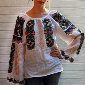 Embroidered Women Shirt in Classic Romanian Style. Summer - Etsy