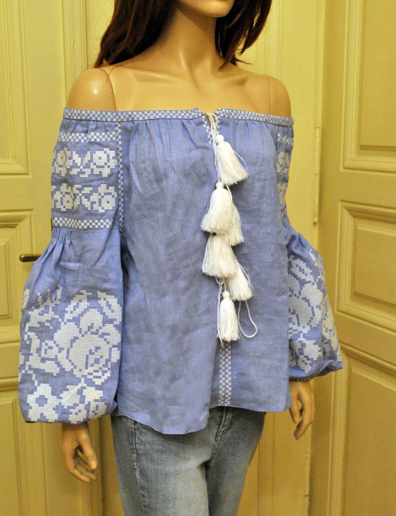 Handmade Ukrainian Vyshyvanka Blouse - Vintage Hemp Canvas Women's Top for Christmas & Easter