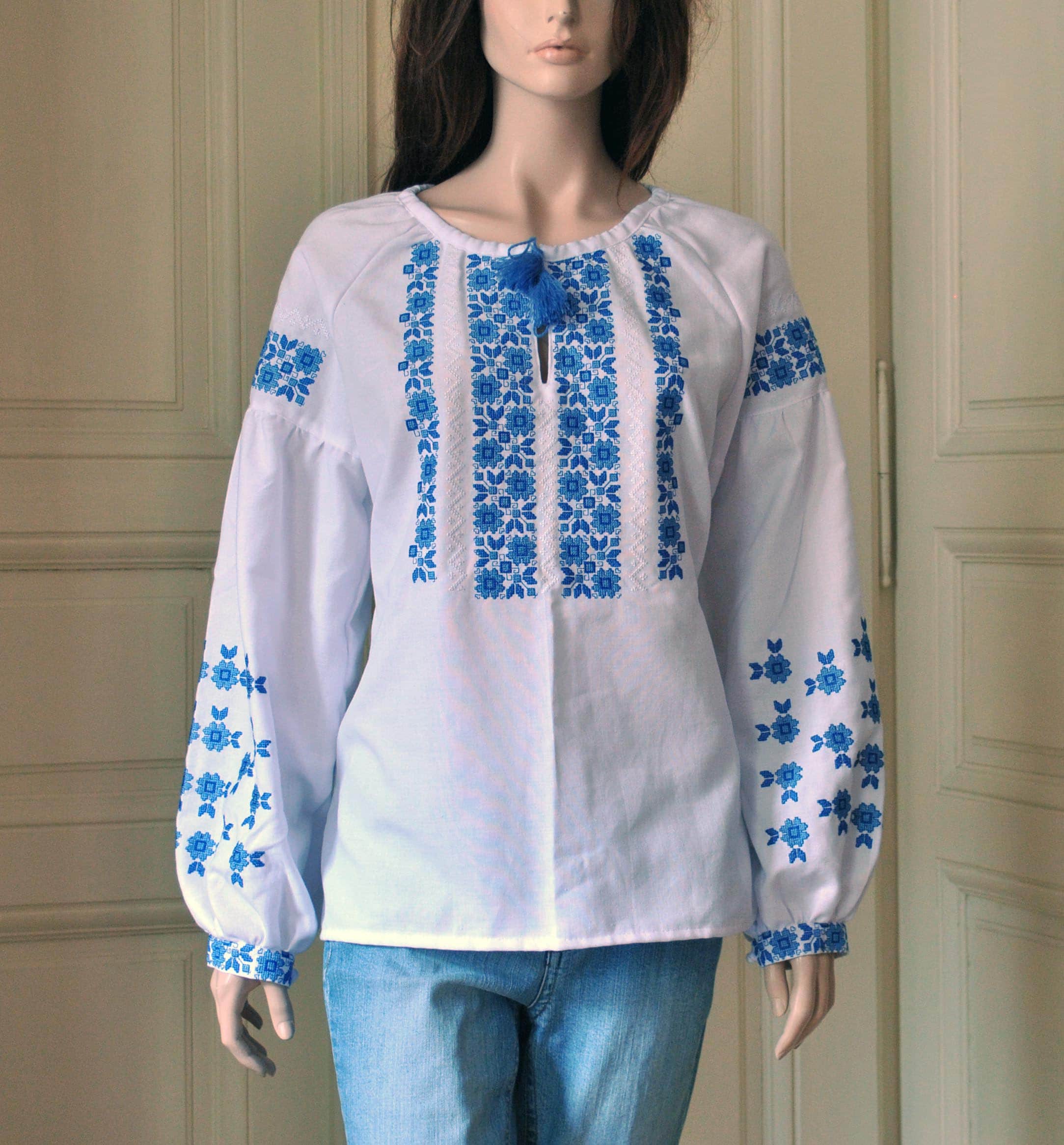 Ukrainian Embroidered Shirt With Flowers Cross Stich | Etsy