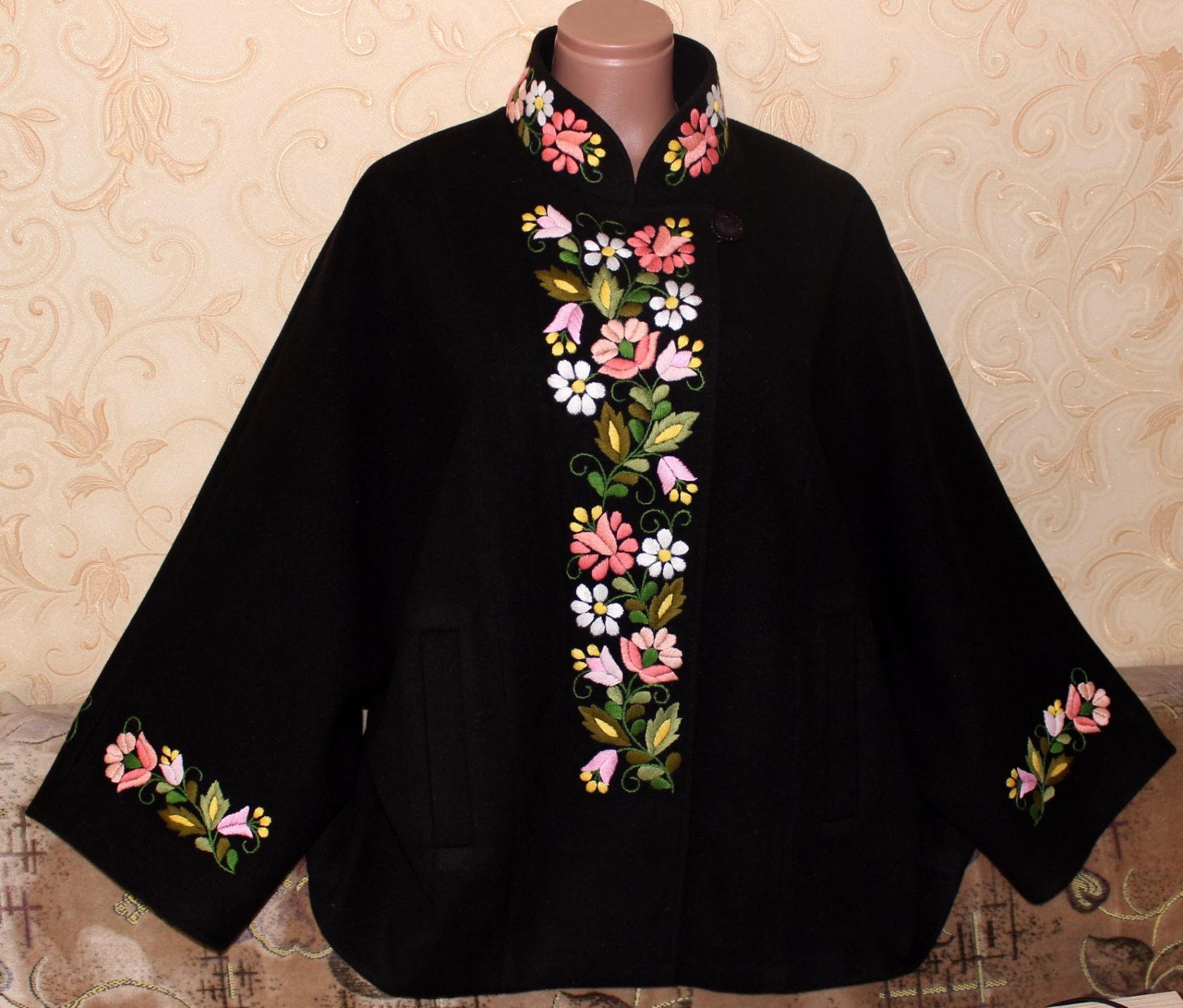 Hand embroidered beautiful black jacket with Ukrainian Etsy