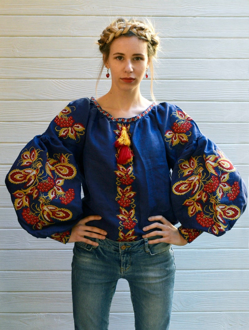 Flower embroidered blouse Ukrainian embroidery Ukrainian Etsy