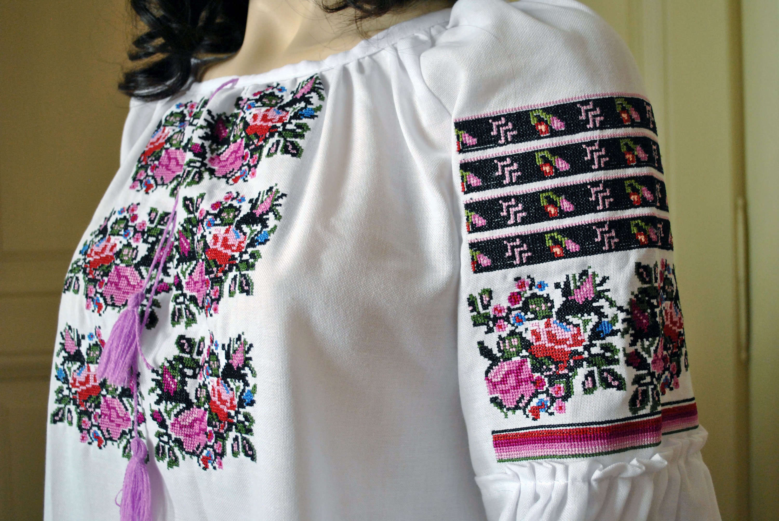 Beautiful embroidered blouse Ukrainian style blouse with | Etsy