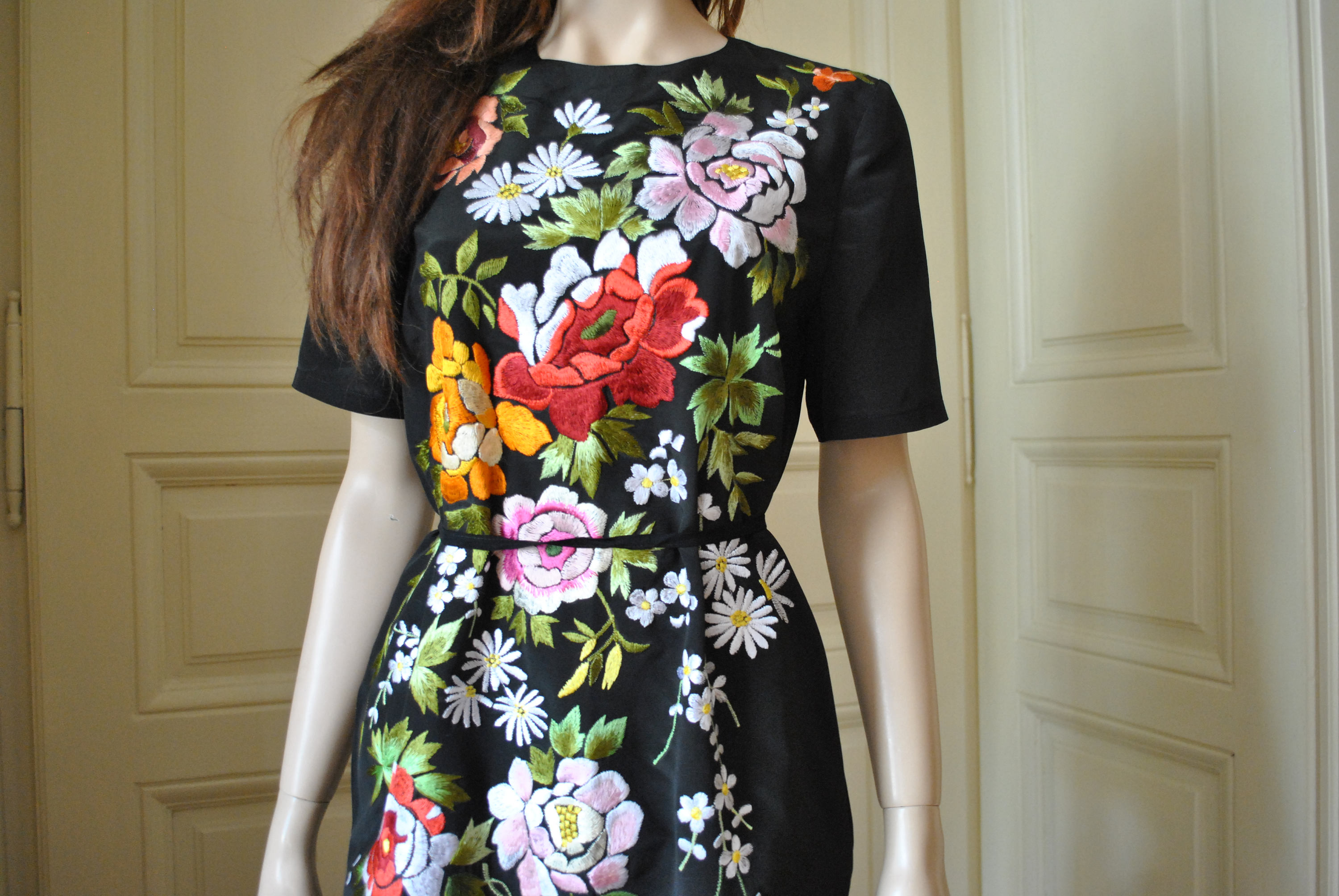 Embroidered Dress Hand Embroidery Long Black Dress With Etsy